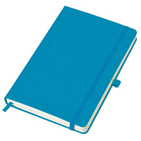 Бизнес-блокнот "Justy", 130*210 мм, голубой, твердая обложка,  резинка 7 мм, блок-линейка, тиснение