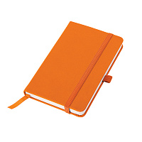 Бизнес-блокнот "Justy", 90*140 мм, оранжевый, твердая обложка,  резинка 7 мм, в клетку