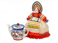 Подарочный набор «Деревенские вечера»: кукла на чайник, чайник заварной с росписью