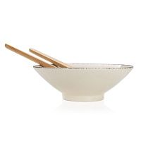 Керамическая салатница Ukiyo с бамбуковыми приборами