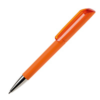 Ручка шариковая FLOW, покрытие soft touch, оранжевый, пластик