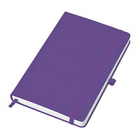 Бизнес-блокнот "Justy", 130*210 мм, ярко-фиолетовый,  тв. обложка,  резинка 7 мм, блок-линейка