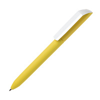 Ручка шариковая FLOW PURE, покрытие soft touch, белый клип, желтый, пластик