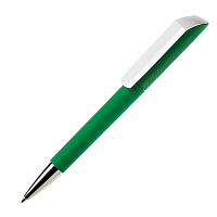 Ручка шариковая FLOW, покрытие soft touch, зеленый, пластик