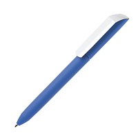 Ручка шариковая FLOW PURE, покрытие soft touch, белый клип, лазурный, пластик