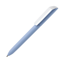 Ручка шариковая FLOW PURE, покрытие soft touch, белый клип, светло-голубой, пластик