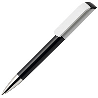 Ручка шариковая TAG, черный корпус/белый клип, пластик