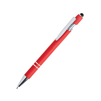 LEKOR, ручка шариковая со стилусом, красный, металл