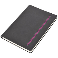 Бизнес-блокнот А5  "Elegance", серый  с розовой вставкой, мягкая обложка,  в клетку