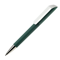 Ручка шариковая FLOW, покрытие soft touch, темно-зеленый, пластик
