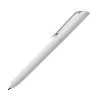 Ручка шариковая FLOW PURE, покрытие soft touch, белый клип, белый, пластик