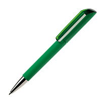 Ручка шариковая FLOW, покрытие soft touch, зеленый, пластик