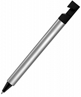 N5, ручка шариковая, серебристый/черный, пластик, металлизир. напыление, подставка для смартфона