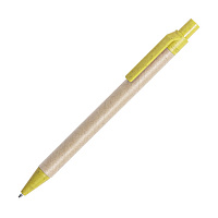Ручка шариковая DESOK, желтый, переработанный картон, пшеничная солома, ABS пластик, 13,7 см