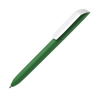Ручка шариковая FLOW PURE, покрытие soft touch, белый клип, зеленый, пластик