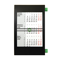Календарь настольный под логотип на 2 года; черный с зеленым; 18х11 см; пластик; тампопечать, шелкография