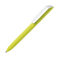 Ручка шариковая FLOW PURE, покрытие soft touch, белый клип, зеленое яблоко, пластик