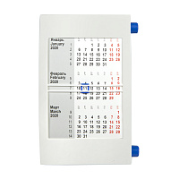 Календарь настольный на 2 года; белый с синим; 18х11 см; пластик; тампопечать, шелкография