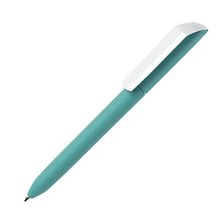Ручка шариковая FLOW PURE, покрытие soft touch, белый клип, аквамарин, пластик